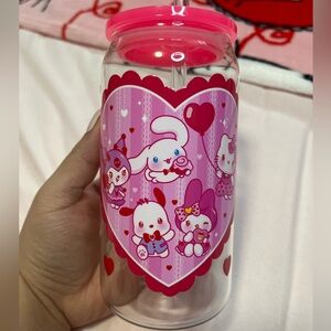 Hello kitty and friends Valentine’s Day glass cup